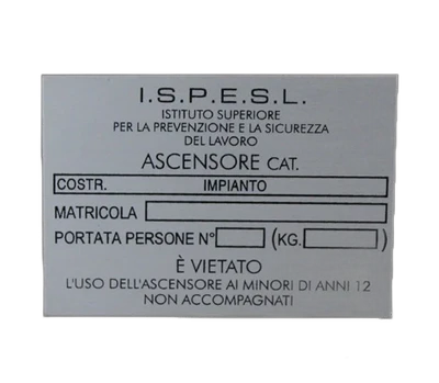 Targa PORTATA 320 KG CAPIENZA 4 PERSONE adesiva