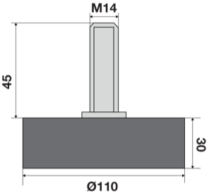 Tampone d.110×30 perno M14x45 FIAM