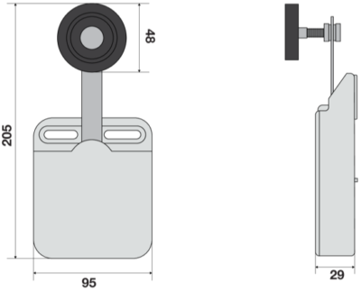 Finecorsa ambidestro DMG con ruota Ø 48 mm