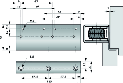 Angolare montaggio VS 2000 porte sovrapposte