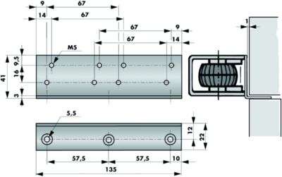 Angolare montaggio orizzontale VS 2000 telaio complanare