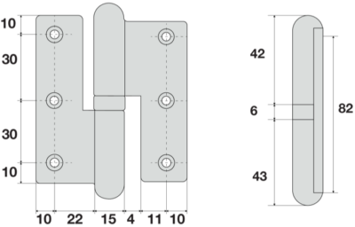 Cerniera a libro 80×75 ottone cromato DX
