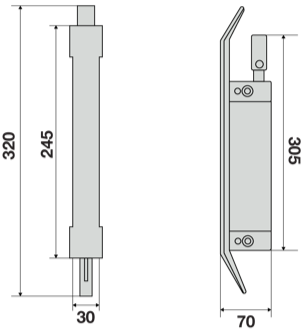 Pattino retrattile standard ambidestro in materiale plastico nero