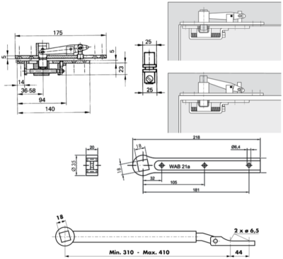 Cerniera inferiore dritta portante per WAB 180