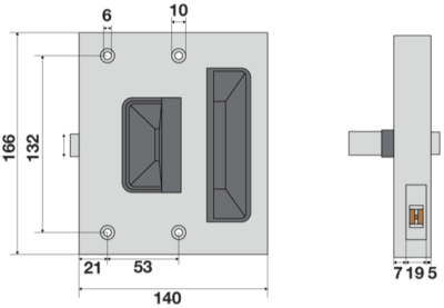 Parte meccanica ad incasso anodizzata con chiave serratura DMG