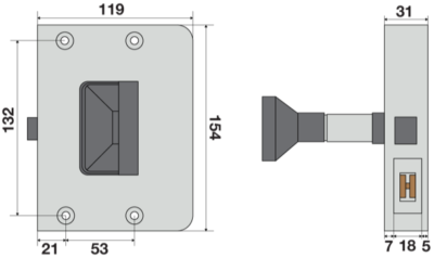 Parte meccanica sovrapposta anodizzata con pomolo serratura DMG