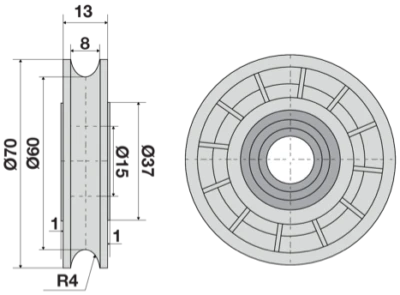 Ruota 38,1 D.35 perno eccentrico M10