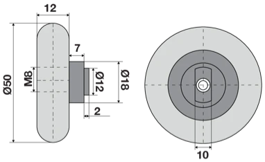 Ruota 031 D.50 bussola M8