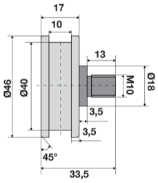 Ruota 40x46 perno centrico M10