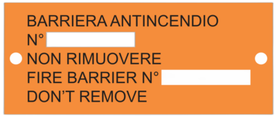 Targa identificazione barriera antincendio DS STOP FIRE TG